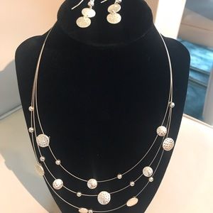 NWT Necklace and  Earrings set, silver